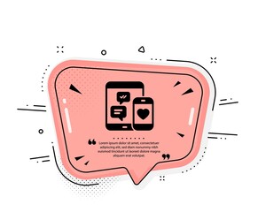 Social media messages icon. Quote speech bubble. Mobile devices sign. Smartphone Love message symbol. Quotation marks. Classic social media icon. Vector