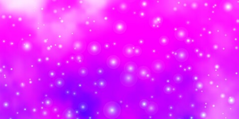 Light Purple vector layout with bright stars. Shining colorful illustration with small and big stars. Design for your business promotion.