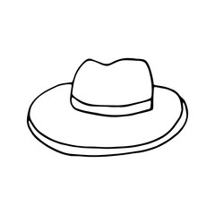 Single element of summer hat in doodle set. Hand drawn vector illustration for greeting cards, posters, stickers and fashion design.