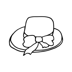 Obraz premium Single element of summer hat in doodle set. Hand drawn vector illustration for greeting cards, posters, stickers and fashion design.