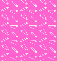 Vector seamless pattern of white hand drawn doodle sketch English pins isolated on pink background