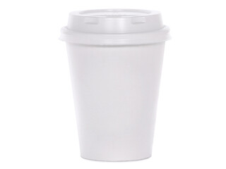 Disposable coffee paper cup with plastic lid