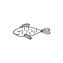 Vector hand drawn doodle sketch fish isolated on white background