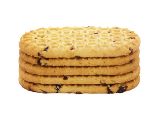Cookies or biscuits with dried fruit isolated on white 