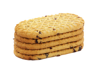 Cookies or biscuits with dried fruit isolated on white 
