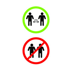 Vector flat black keep your distance isolated on white background. Coronavirus pandemic self quarantine lettering illustration