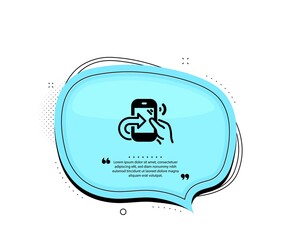 Call center service icon. Quote speech bubble. Share phone call sign. Feedback symbol. Quotation marks. Classic share call icon. Vector