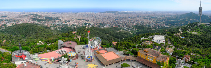 Panorama of Barcelona from Tibidabo Park