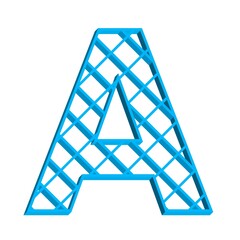 3D ENGLISH ALPHABET MADE OF SKY BLUE GRID PATTERN LINES : A