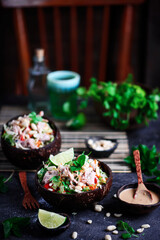 Vietnamese salad with cabbage and  pulled pork..