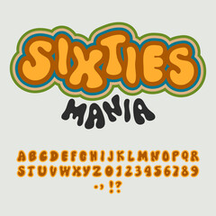 A 1970s 1960s styled retro alphabet. Grunge isolated doodle hand drawn font © kokoshka