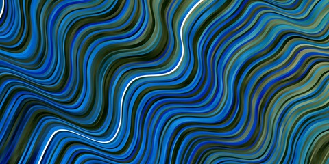 Dark BLUE vector backdrop with bent lines. Colorful illustration in circular style with lines. Pattern for booklets, leaflets.