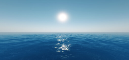 Obraz premium Beautiful light sunset over blue sea horizon clear sky