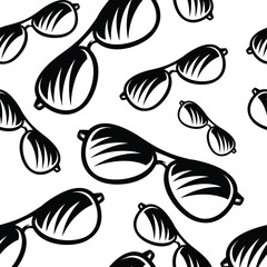 pattern seamless of sun glasses in style vintage, retro, engraved. - vector illustrations