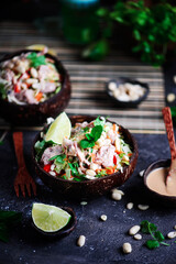 Vietnamese salad with cabbage and  pulled pork..