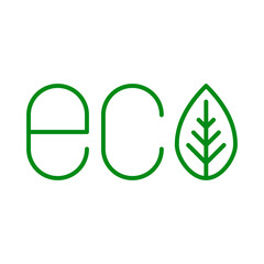 Logotipo palabra eco con hoja en color verde