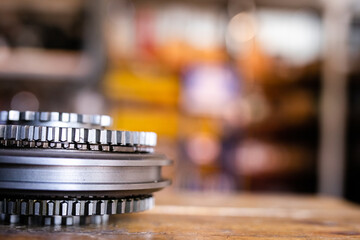 Different mechanical tools for auto service and car and truck repair. Old motor capital repair. Car service concept