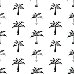 Fototapeta na wymiar pattern seamless of palm tree in style vintage, retro, engraved. - vector illustrations