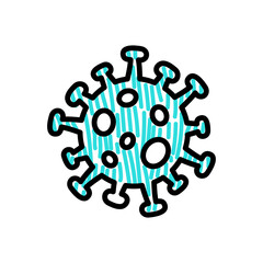 Coronavirus 2019-nCoV isolated bacteria blue vector illustration - doodle sketch logo concept of Covid-19 disease and news about quarantine or outbreak from China and flu global spread.