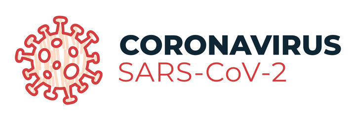 Coronavirus SARS-CoV-2 logo vector illustration - header concept of Covid-19 disease and news about lockdown or outbreak from Wuhan - China and flu global spread. Isolated.