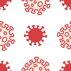 Coronavirus 2019-nCoV microorganism illustration - seamless vector pattern of Covid-19 pandemic for concepts of corona virus news about lockdown or outbreak from Wuhan - China and flu global spread.