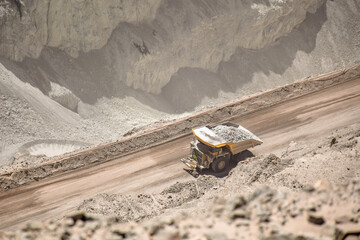 Huge haul truck working in Chuquicamata copper mine, Chile
