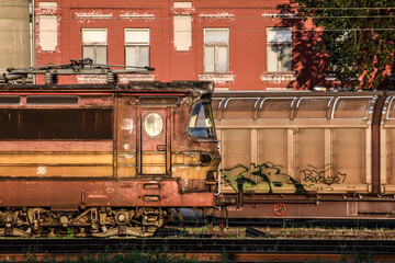 Rusty train on station near Prague