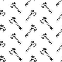pattern seamless of ax in style vintage, retro, engraved. - vector illustrations