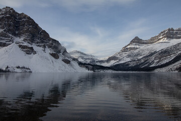 Fototapeta na wymiar Ripples Over the Snowy Mountain Lake