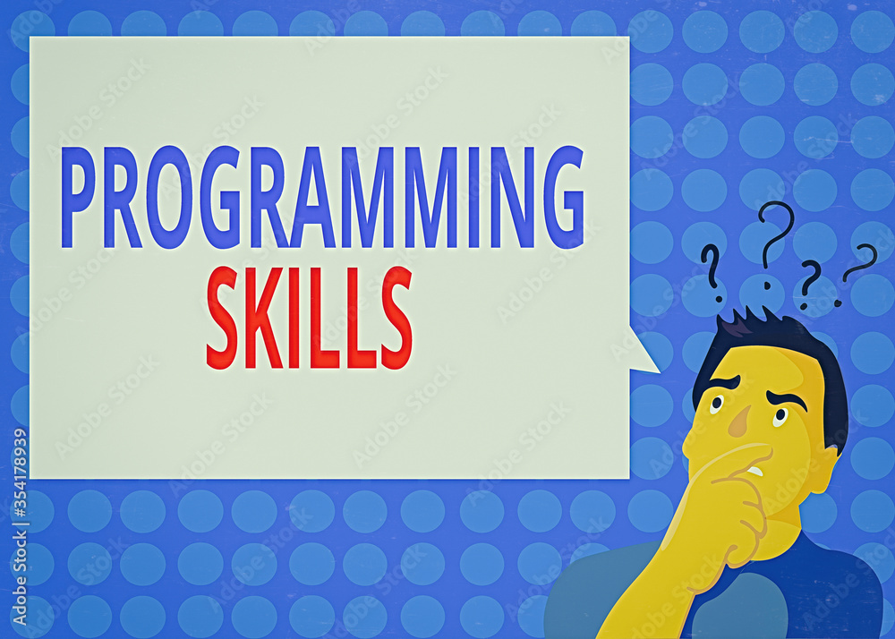 Poster handwriting text writing programming skills. conceptual photo expertise required to program accordin