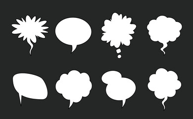 Set comic speech balloons on grey background. Vector outline Illustration.