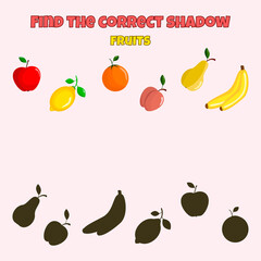 Educational game for children. Find the correct shadow. Mini-game for children.