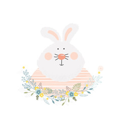 Illustration vector card with a cute Bunny, children's hand drawing