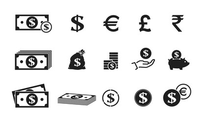 money icon set. financial and banking infographic design element