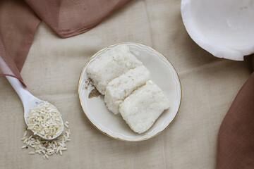 Ulen ketan, Indonesian Traditional food, Made from Sticky Rice and coconut


