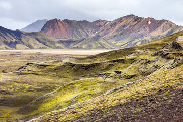 Beautiful colorful volcanic mountains Landmannalaugar in summer time, Iceland - 354180770