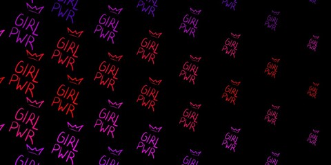 Dark Purple, Pink vector texture with women's rights symbols.