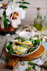 Smoked mackerel ,egg ,new potato and dill salad..