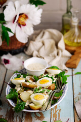 Smoked mackerel ,egg ,new potato and dill salad..
