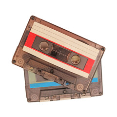 Retro audio cassette isolated on white background.