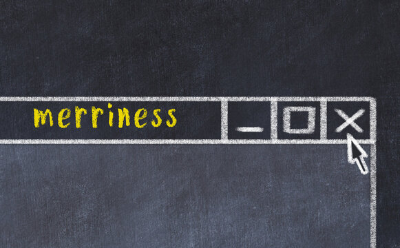 Concept of dealing with problem. Chalk drawing of closing browser window with caption merriness