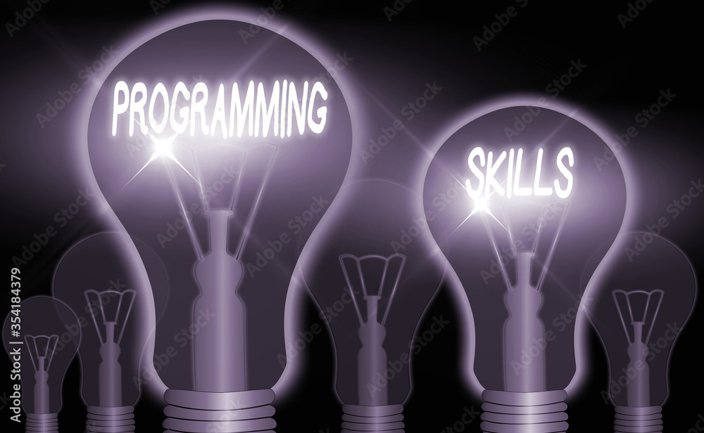 Poster word writing text programming skills. business photo showcasing expertise required to program accord