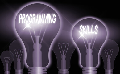 Word writing text Programming Skills. Business photo showcasing expertise required to program according to constraints