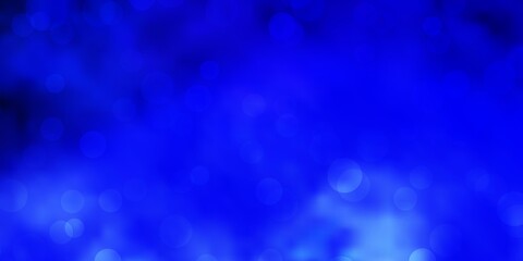 Dark BLUE vector pattern with spheres. Abstract colorful disks on simple gradient background. Design for posters, banners.