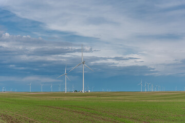 Wind turbines located in South Eastern Alberta close to Carmangay. Project is called the Blackspring Ridge Wind Farm.