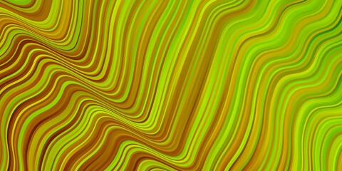 Light Green, Yellow vector backdrop with bent lines. Illustration in abstract style with gradient curved.  Pattern for ads, commercials.