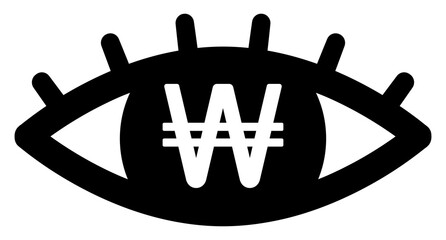 Korean won symbol with eye