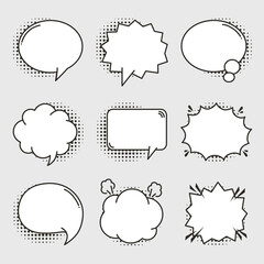 Empty comic bubbles set