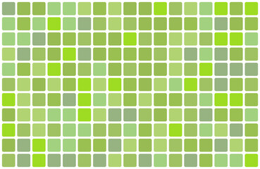 Random pattern of mosaic filled with shades of green with white rounded borders