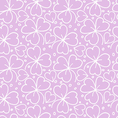 seamless plant pattern, clover leaves on a pink background